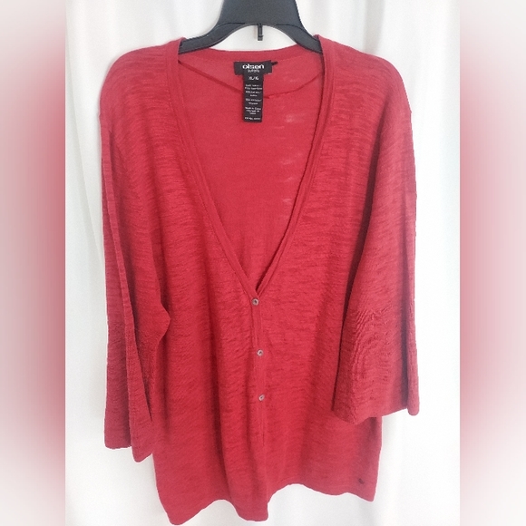 Olsen Europe Cardigan 3 Button Rose Color Sweater  Size XL - Picture 1 of 8